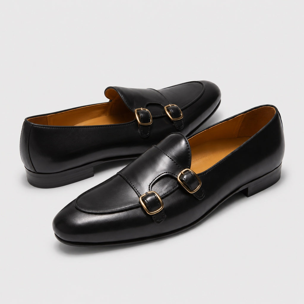 Noble Chaussure Mocassin Homme Cuir Mocassin Double Boucle Homme