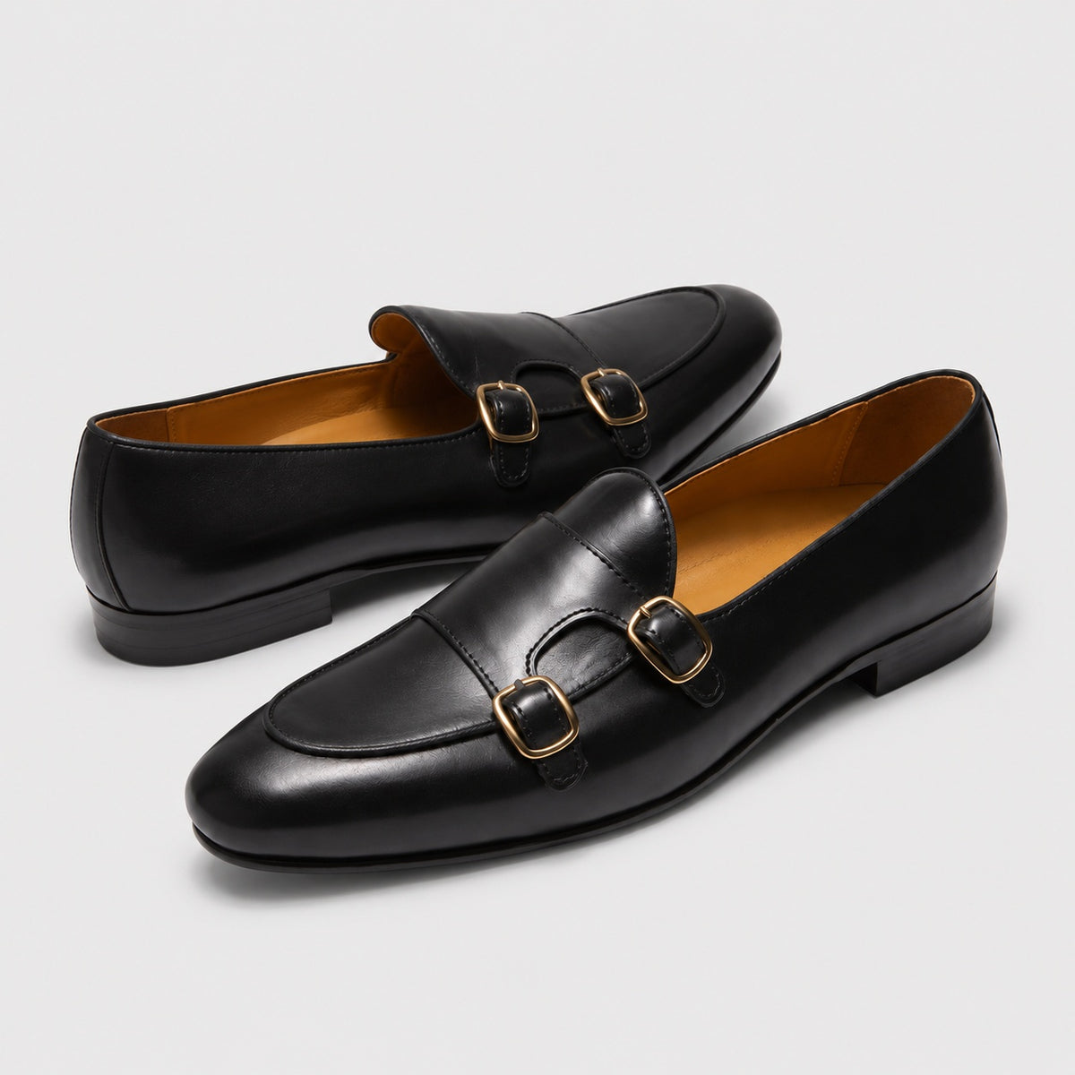 Noble Chaussure Mocassin Homme Cuir Mocassin Double Boucle Homme