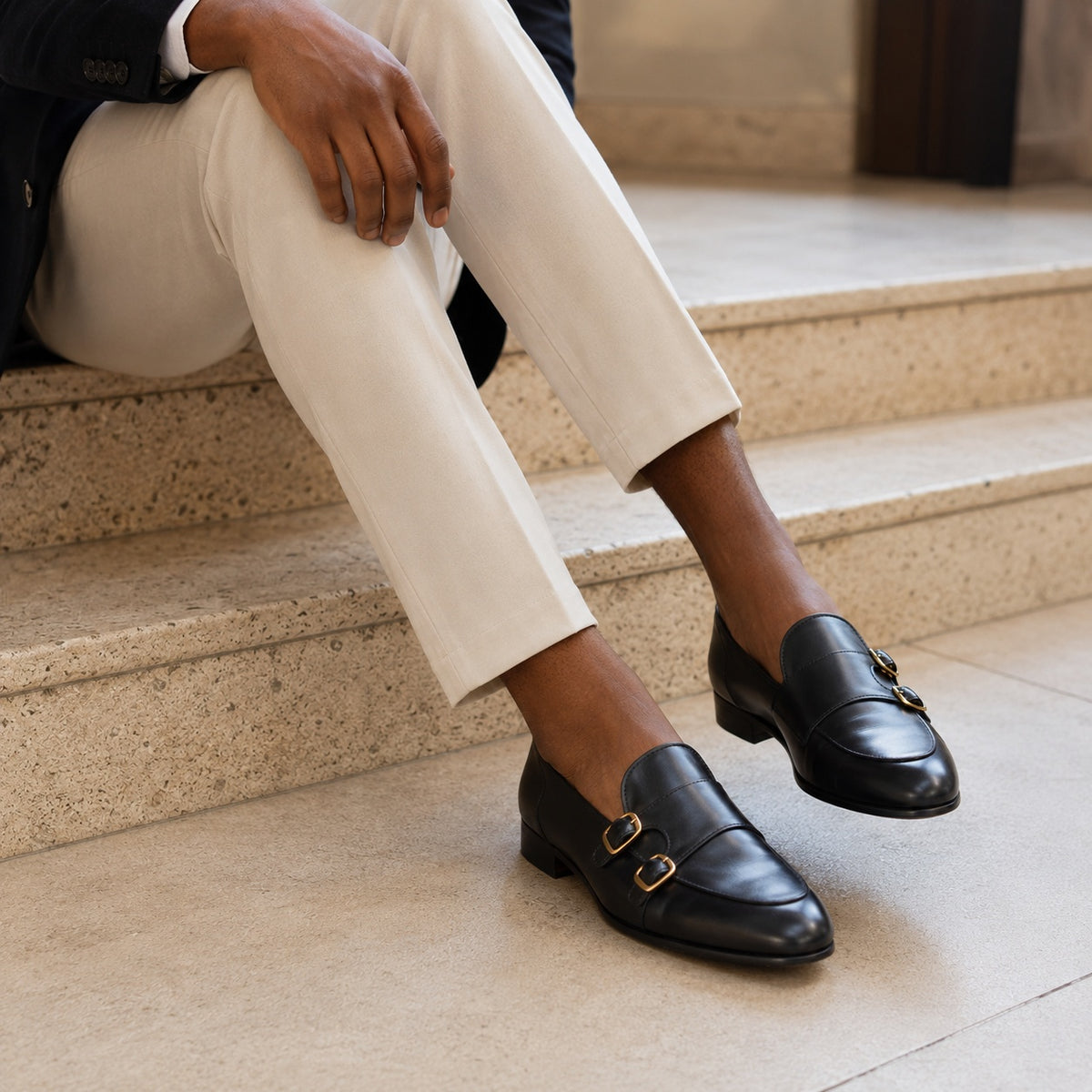 Noble Chaussure Mocassin Homme Cuir Mocassin Double Boucle Homme