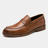 Noble Chaussure Mocassin Homme Cuir Mocassin En Cuir Marron Clair Vernis À Talon