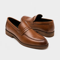 Noble Chaussure Mocassin Homme Cuir Mocassin En Cuir Marron Clair Vernis À Talon