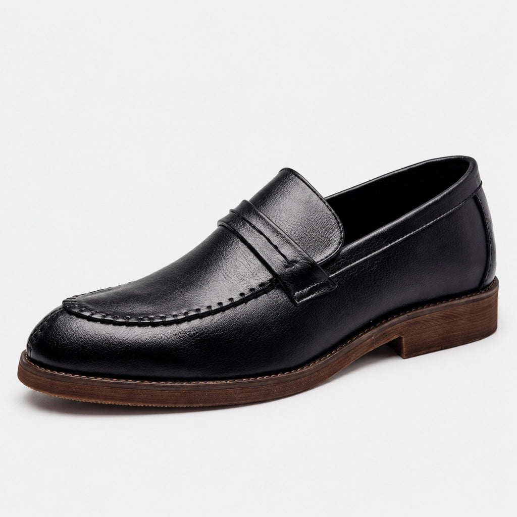 Noble Chaussure Mocassin Homme Cuir Mocassin En Cuir Noir Vernis À Talon