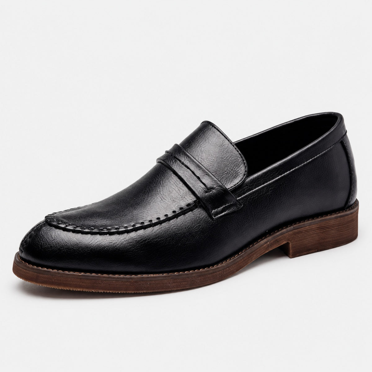 Noble Chaussure Mocassin Homme Cuir Mocassin En Cuir Noir Vernis À Talon