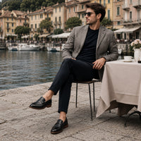 Noble Chaussure Mocassin Homme Cuir Mocassin En Cuir Noir Vernis À Talon