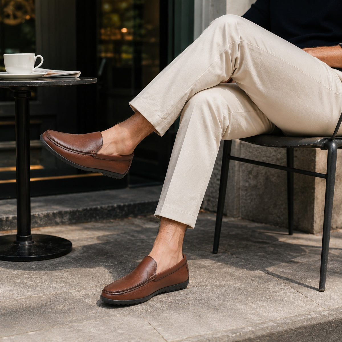 Noble Chaussure Mocassin Homme Cuir Mocassin En Cuir Véritable Marron Pour Bateau Homme