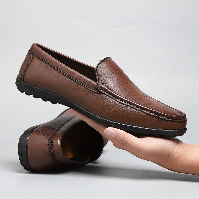 Noble Chaussure Mocassin Homme Cuir Mocassin En Cuir Véritable Marron Pour Bateau Homme