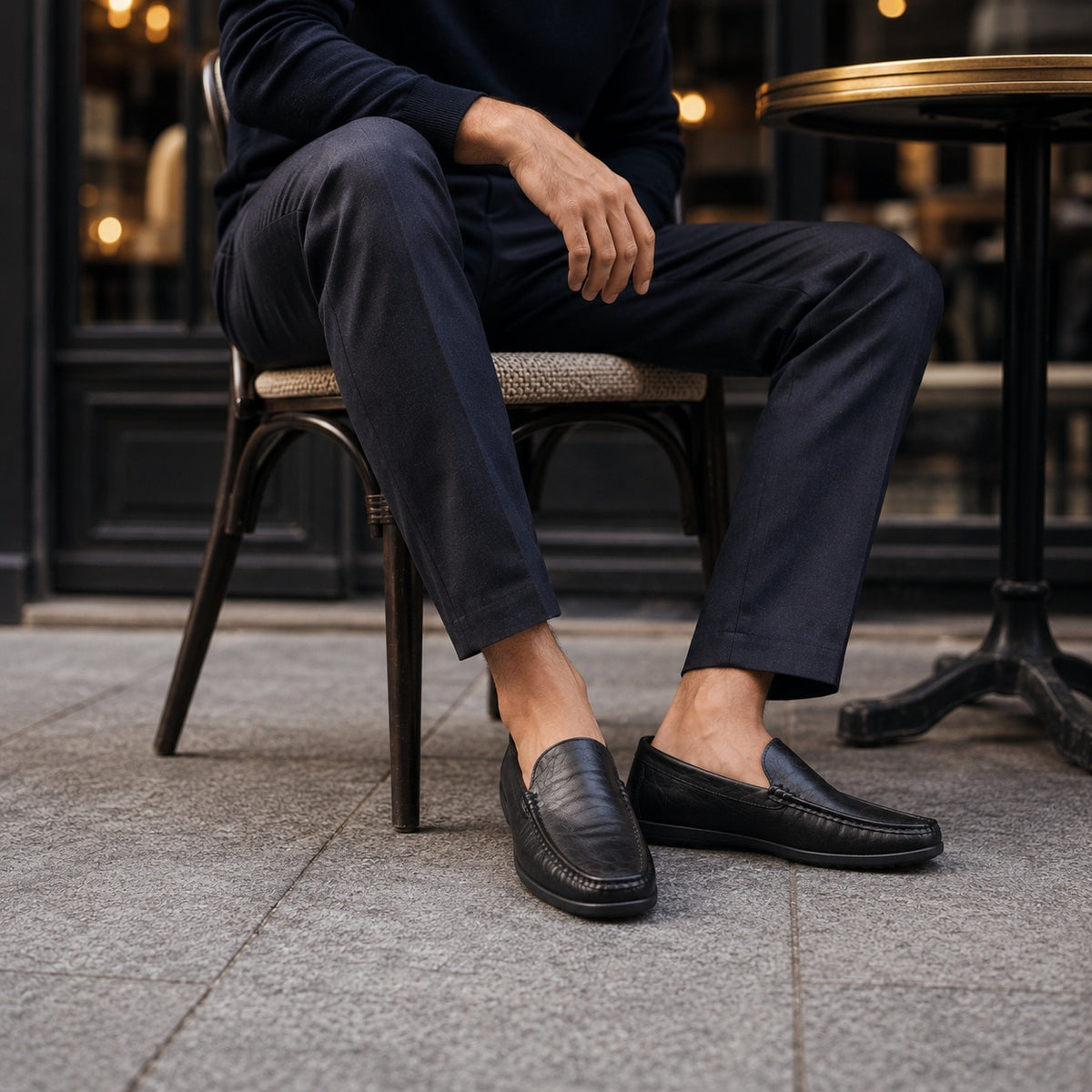 Noble Chaussure Mocassin Homme Cuir Mocassin En Cuir Véritable Noir Pour Bateau Homme