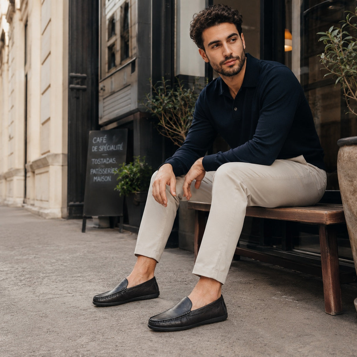 Noble Chaussure Mocassin Homme Cuir Mocassin En Cuir Véritable Noir Pour Bateau Homme