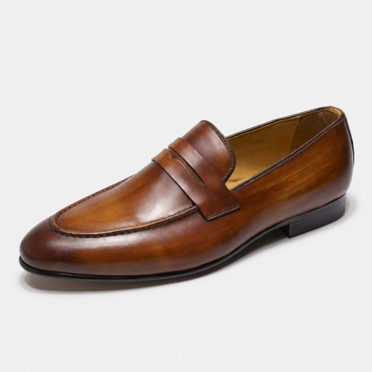 Noble Chaussure Mocassin Homme Cuir Mocassin En Cuir Vernis Marron Talon Homme