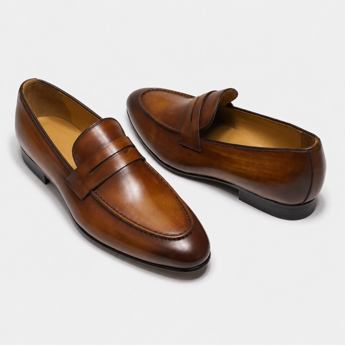 Noble Chaussure Mocassin Homme Cuir Mocassin En Cuir Vernis Marron Talon Homme