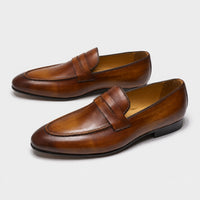 Noble Chaussure Mocassin Homme Cuir Mocassin En Cuir Vernis Marron Talon Homme