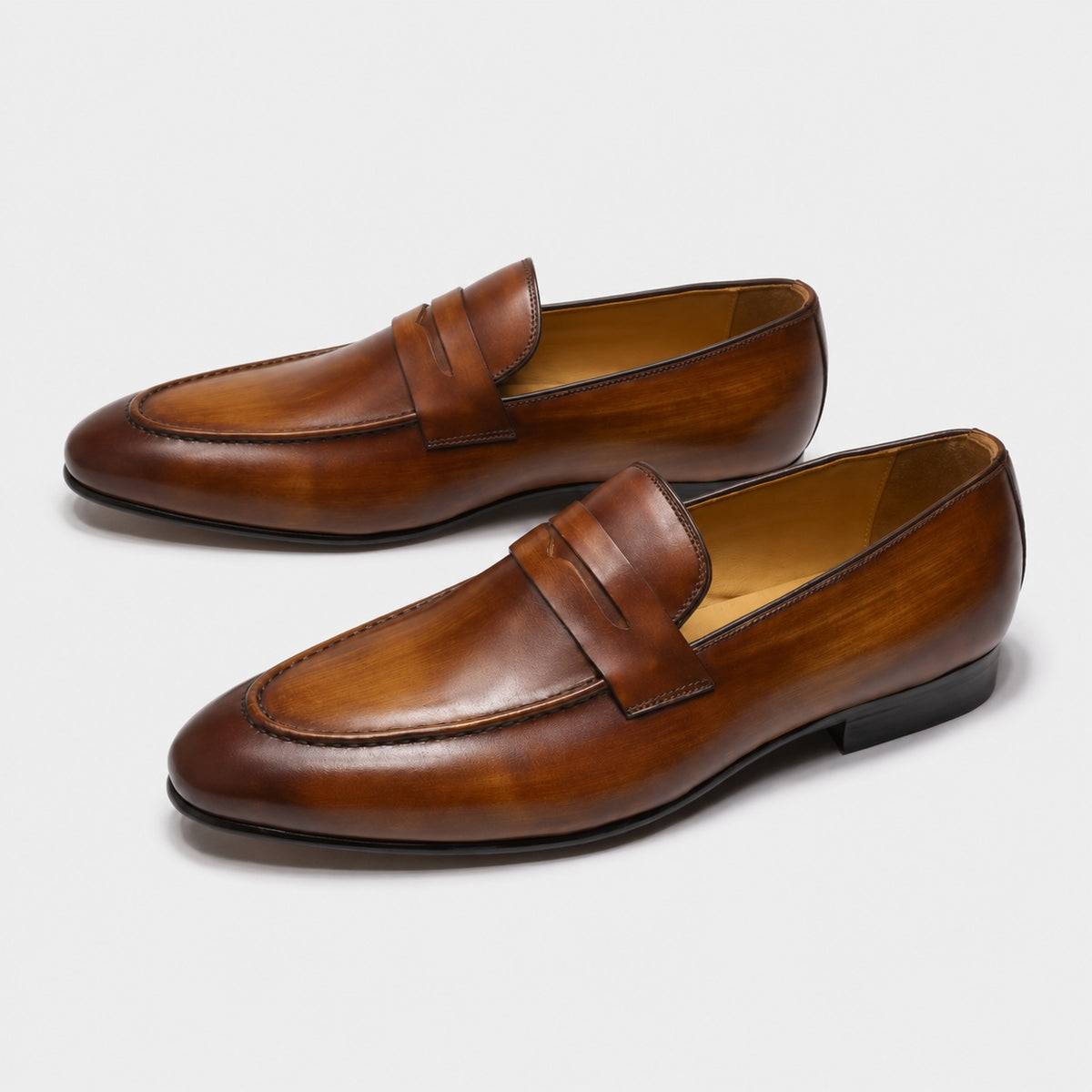 Noble Chaussure Mocassin Homme Cuir Mocassin En Cuir Vernis Marron Talon Homme
