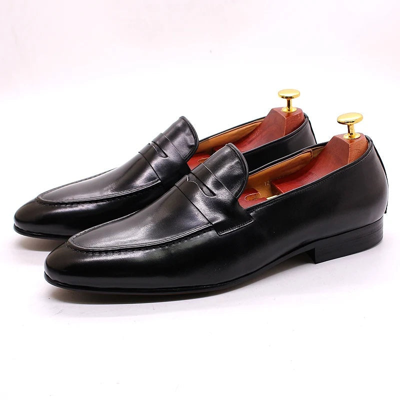 Noble Chaussure Mocassin Homme Cuir Mocassin En Cuir Vernis Noir Talon Homme