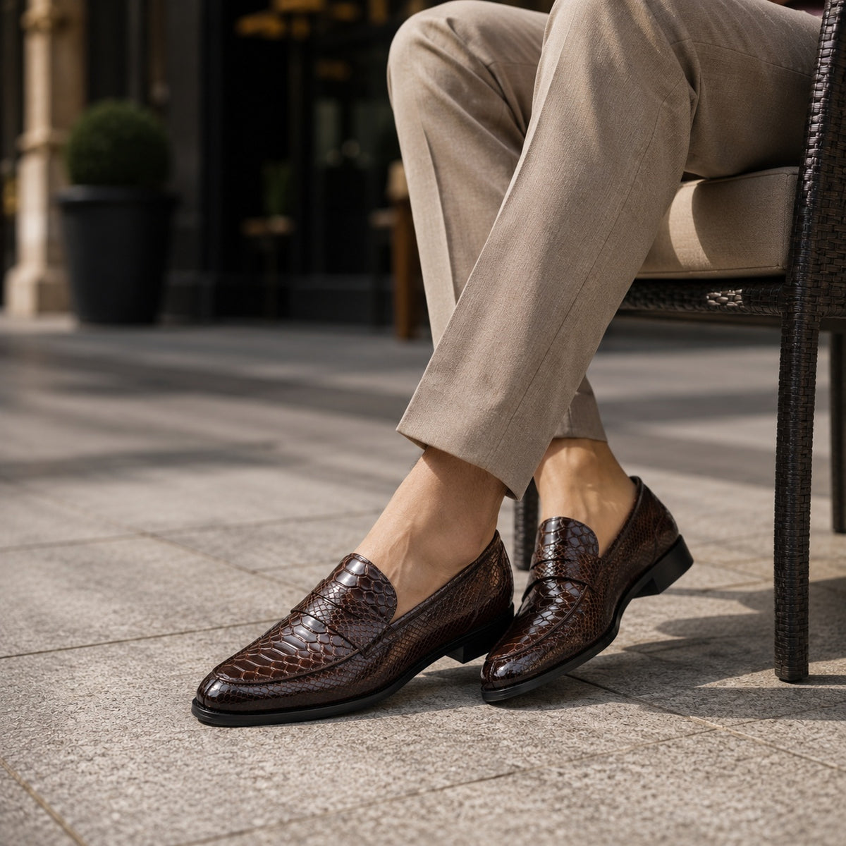 Noble Chaussure Mocassin Homme Cuir Mocassin Homme Crocodile