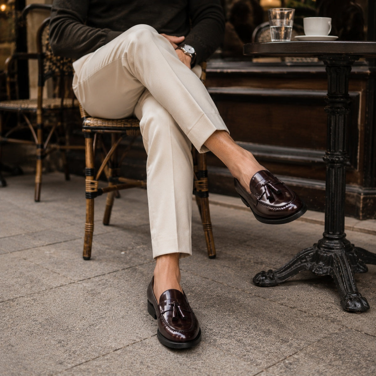 Noble Chaussure Mocassin Homme Cuir Mocassin Homme Cuir Marron Vernis À Talon