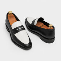 Noble Chaussure Mocassin Homme Cuir Mocassin Homme Cuir Noir Et Blanc Élégant