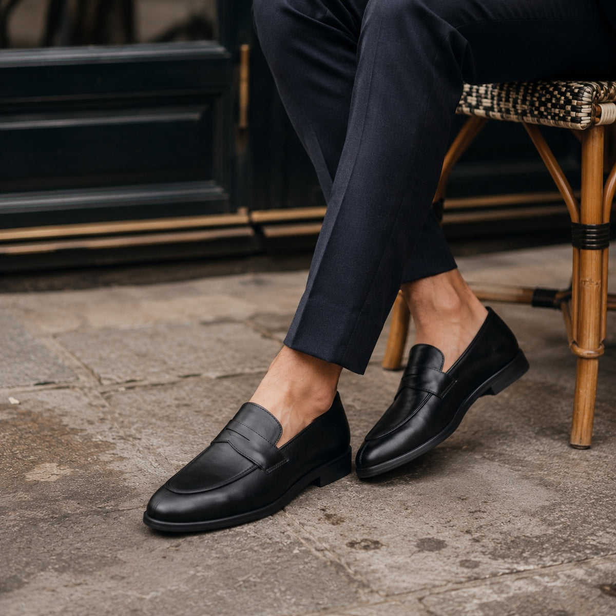 Noble Chaussure Mocassin Homme Cuir Mocassin Homme Cuir Noir Talon
