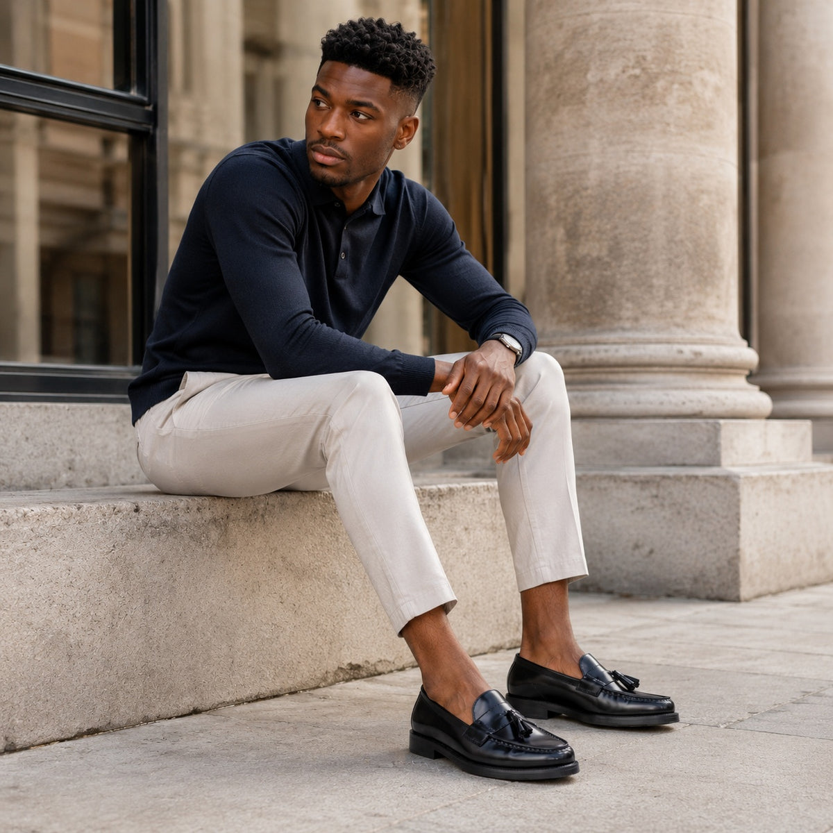 Noble Chaussure Mocassin Homme Cuir Mocassin Homme Cuir Noir Vernis À Talon