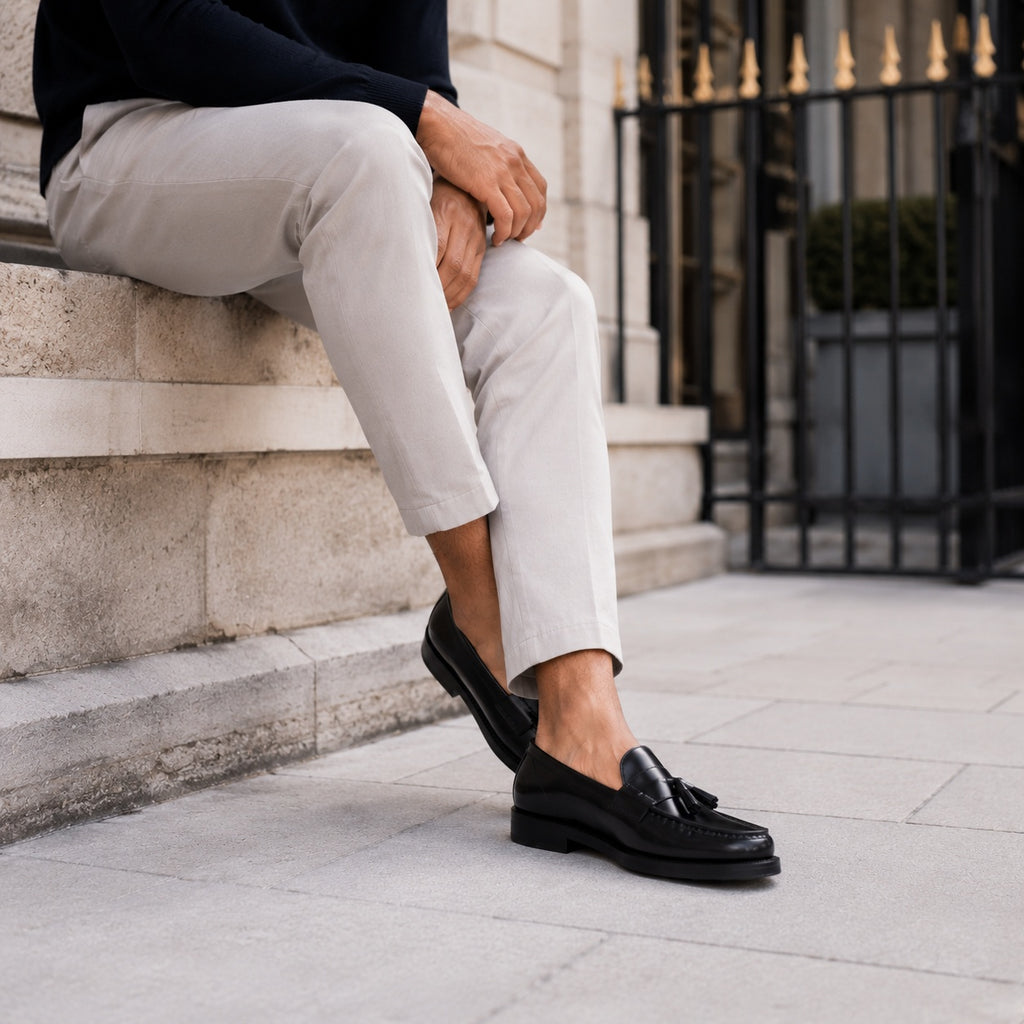 Noble Chaussure Mocassin Homme Cuir Mocassin Homme Cuir Noir Vernis À Talon