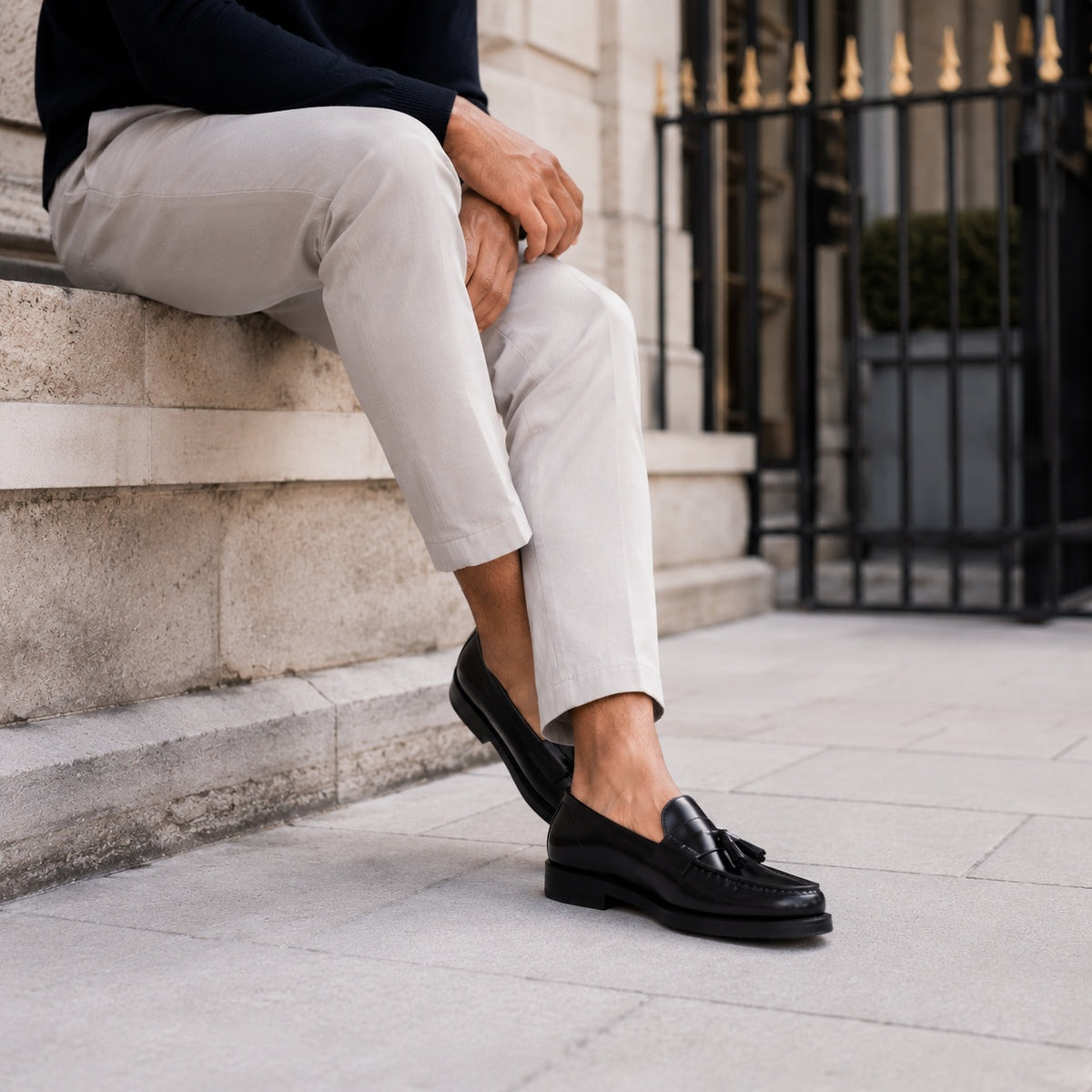 Noble Chaussure Mocassin Homme Cuir Mocassin Homme Cuir Noir Vernis À Talon