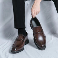 Noble Chaussure Mocassin Homme Cuir Mocassin Homme Habillé En Cuir Véritable Marron