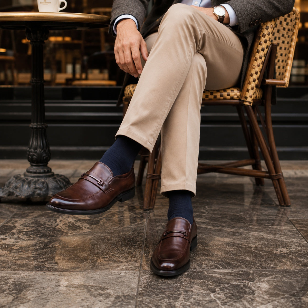 Noble Chaussure Mocassin Homme Cuir Mocassin Homme Habillé En Cuir Véritable Marron
