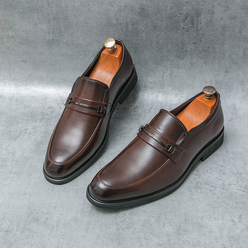 Noble Chaussure Mocassin Homme Cuir Mocassin Homme Habillé En Cuir Véritable Marron
