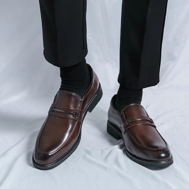 Noble Chaussure Mocassin Homme Cuir Mocassin Homme Habillé En Cuir Véritable Marron