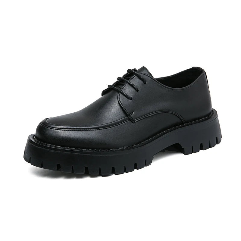 Noble Chaussure Mocassin Homme Cuir Mocassin Plateforme En Cuir Noir Mat Pour Homme