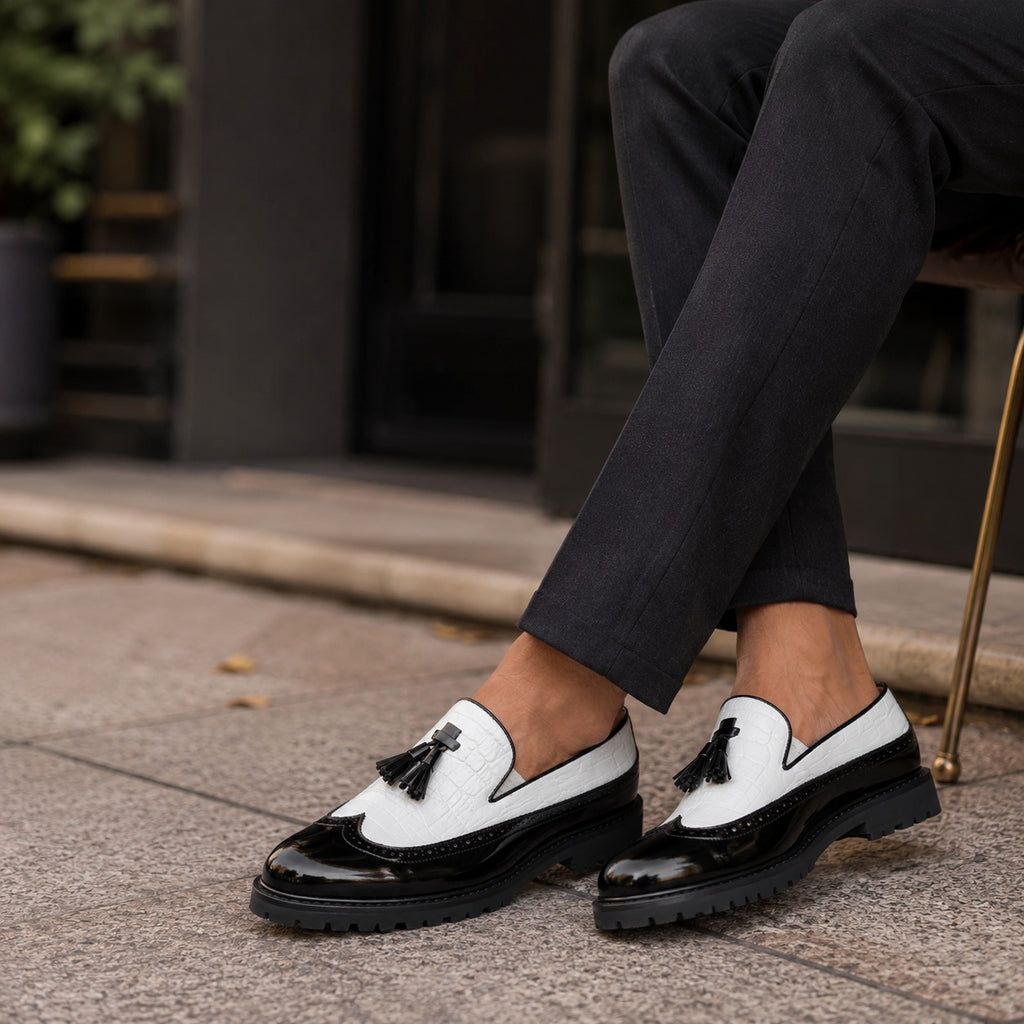 Noble Chaussure Mocassin Homme Cuir Mocassins Formelle Blanc En Cuir Véritable Pour Homme