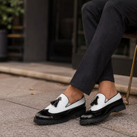 Noble Chaussure Mocassin Homme Cuir Mocassins Formelle Blanc En Cuir Véritable Pour Homme
