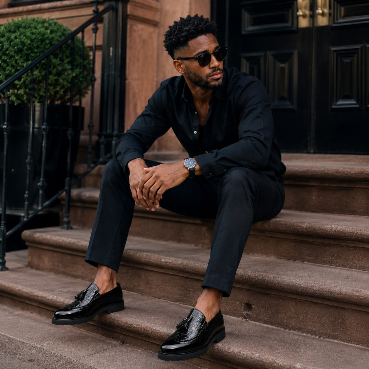 Noble Chaussure Mocassin Homme Cuir Mocassins Formelle Noir En Cuir Véritable Pour Homme