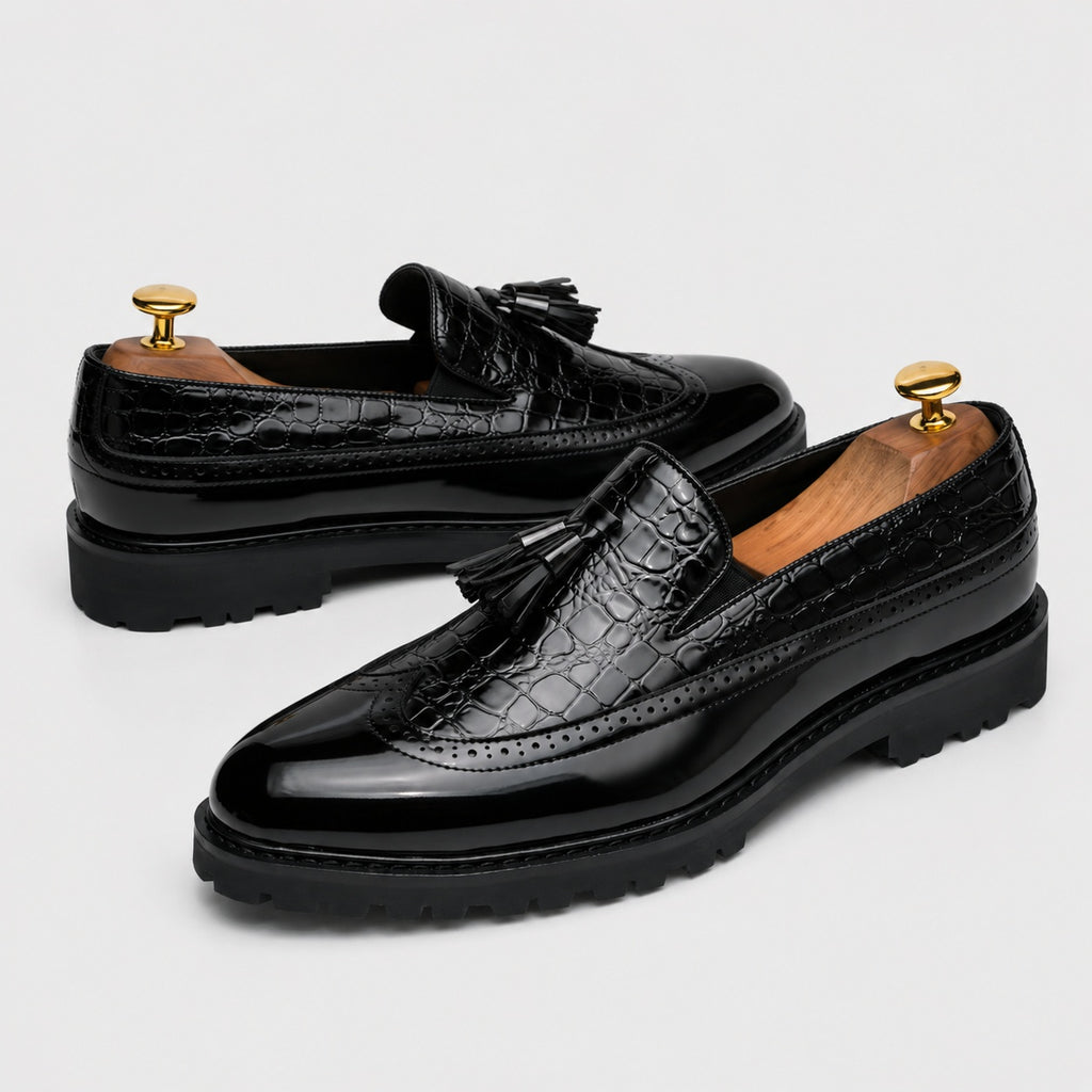 Noble Chaussure Mocassin Homme Cuir Mocassins Formelle Noir En Cuir Véritable Pour Homme