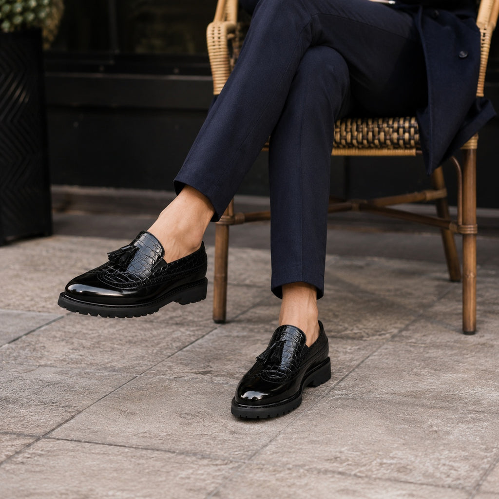 Noble Chaussure Mocassin Homme Cuir Mocassins Formelle Noir En Cuir Véritable Pour Homme