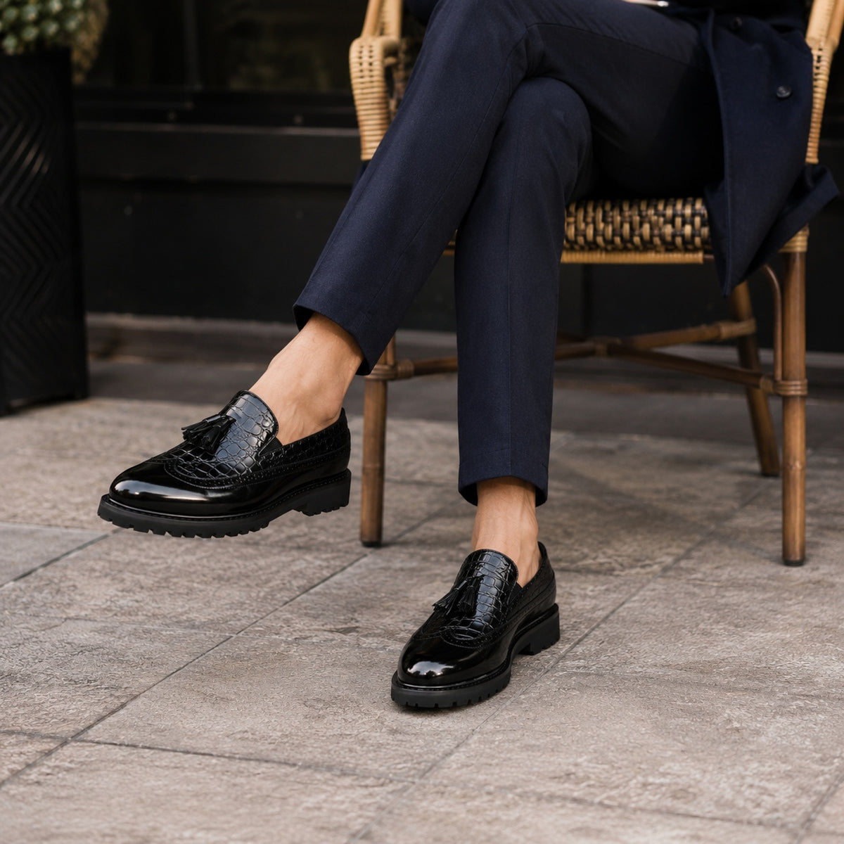 Noble Chaussure Mocassin Homme Cuir Mocassins Formelle Noir En Cuir Véritable Pour Homme
