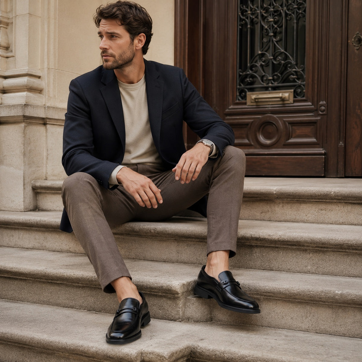 Noble Chaussure Mocassin Homme Cuir Mocassins Habillés En Cuir Véritable Pour Homme