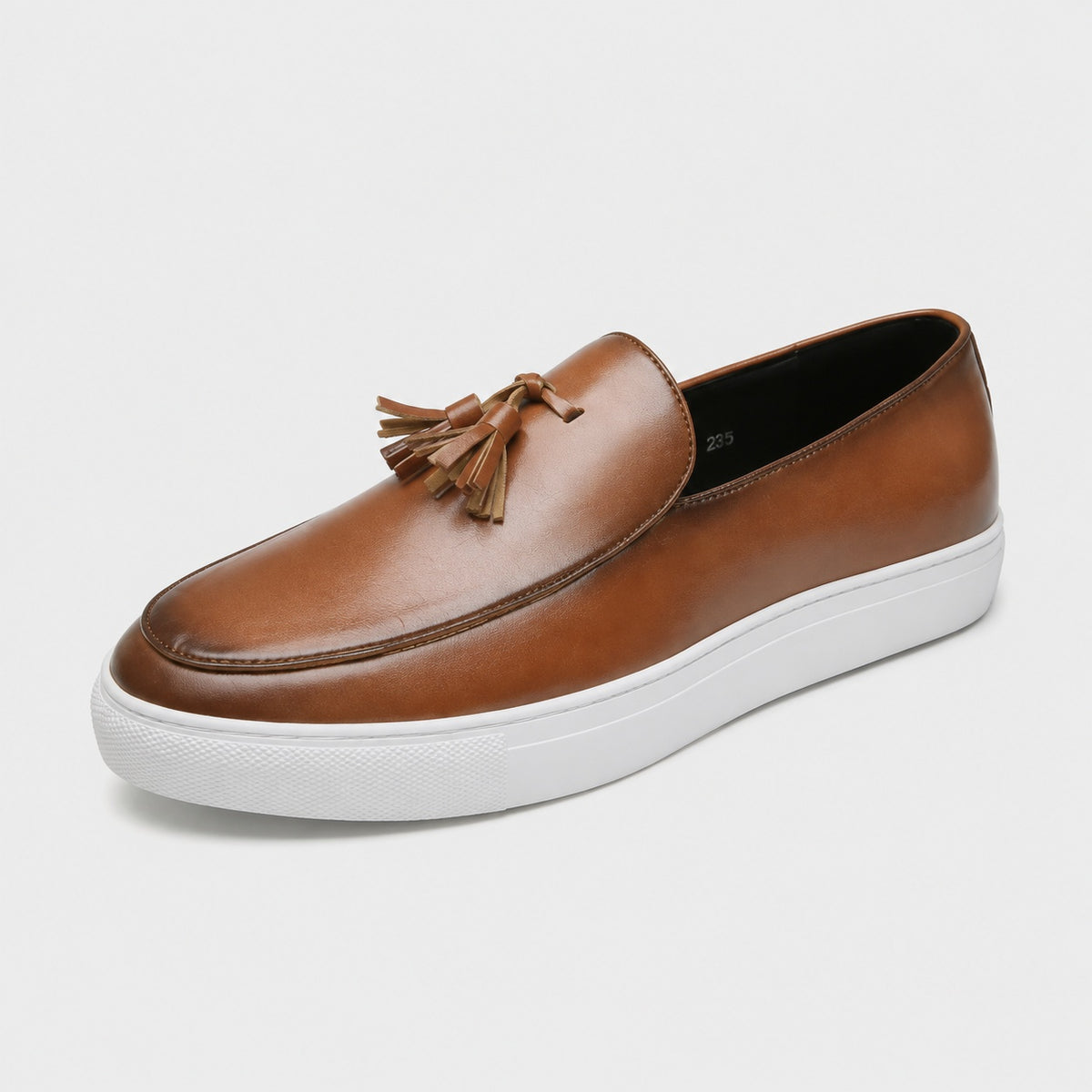Noble Chaussure Mocassin Homme Cuir Mocassins Homme Moderne en Cuir avec Pompons Marron