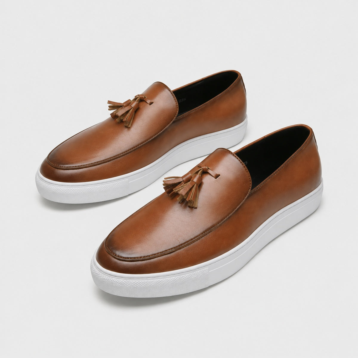 Noble Chaussure Mocassin Homme Cuir Mocassins Homme Moderne en Cuir avec Pompons Marron