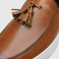 Noble Chaussure Mocassin Homme Cuir Mocassins Homme Moderne en Cuir avec Pompons Marron
