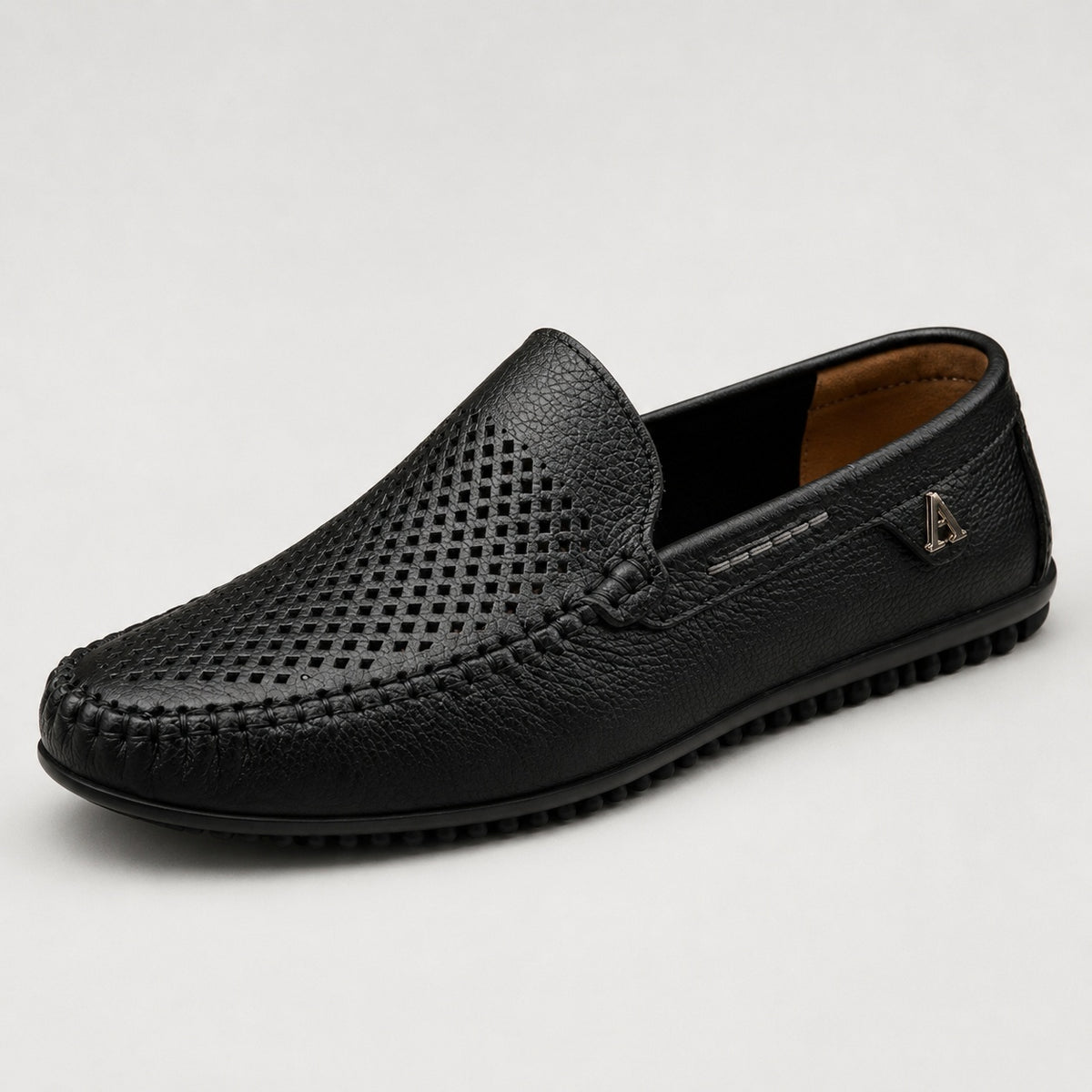Noble Chaussure Mocassin Homme Cuir Mocassins Marron Bateau En Cuir Souples