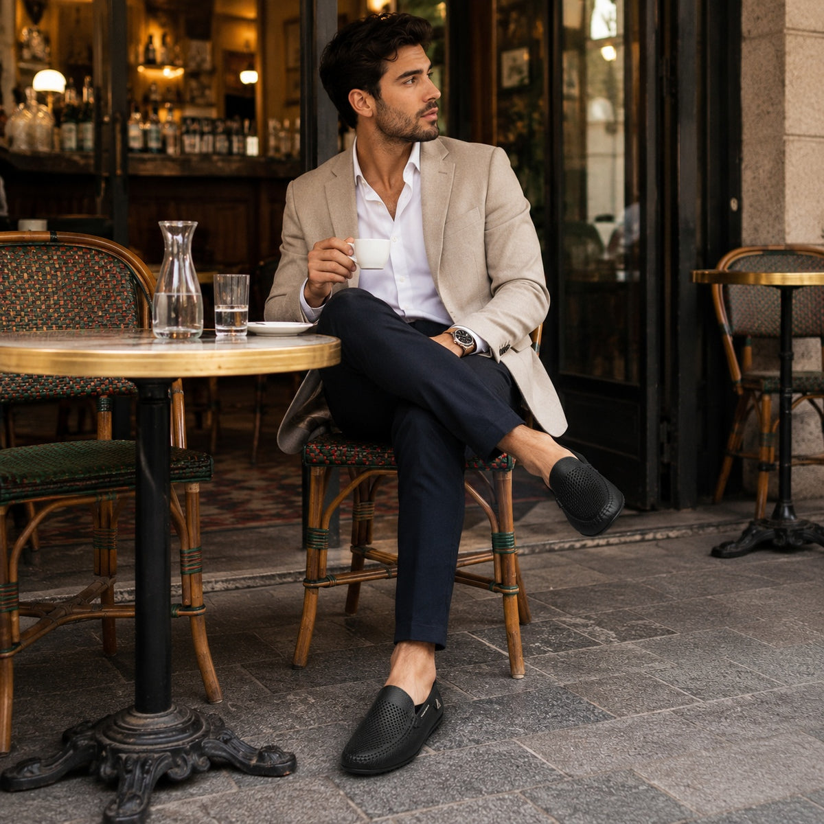 Noble Chaussure Mocassin Homme Cuir Mocassins Marron Bateau En Cuir Souples
