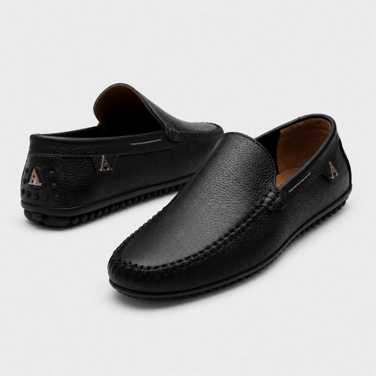 Noble Chaussure Mocassin Homme Cuir Mocassins Noir Bateau En Cuir Souples