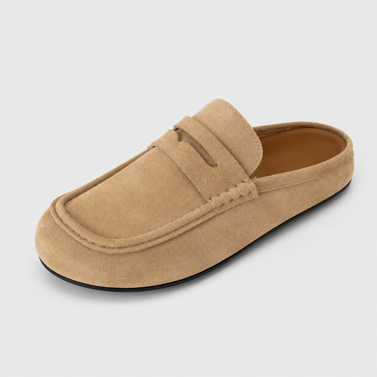 Noble Chaussure Mocassin Homme Daim Chausson Mocassin Mule Ouvert En Daim Beige