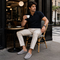 Noble Chaussure Mocassin Homme Daim Chausson Mocassin Mule Ouvert En Daim Gris