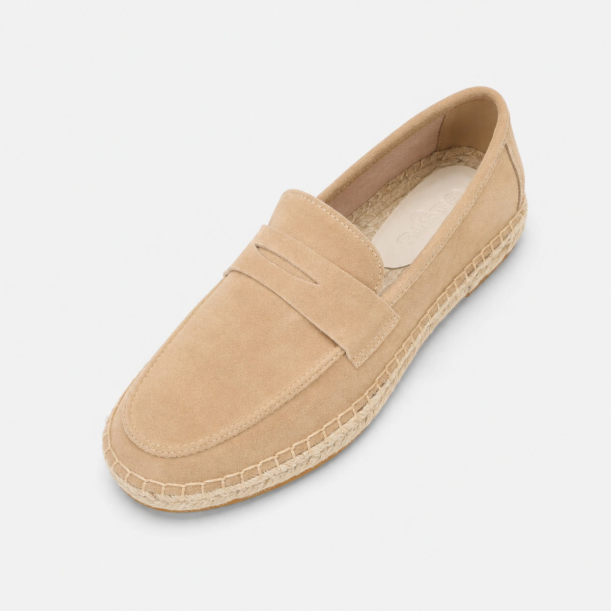 Noble Chaussure Mocassin Homme Daim Mocassin Beige Compensé En Daim