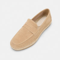 Noble Chaussure Mocassin Homme Daim Mocassin Beige Compensé En Daim