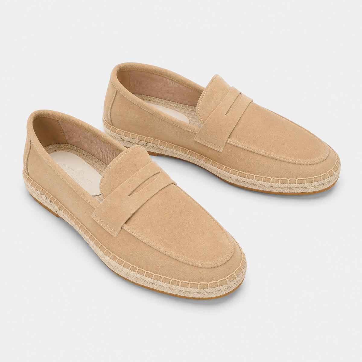 Noble Chaussure Mocassin Homme Daim Mocassin Beige Compensé En Daim