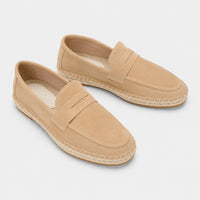 Noble Chaussure Mocassin Homme Daim Mocassin Beige Compensé En Daim