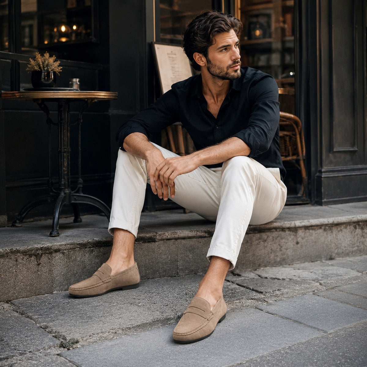 Noble Chaussure Mocassin Homme Daim Mocassin Beige Daim Homme