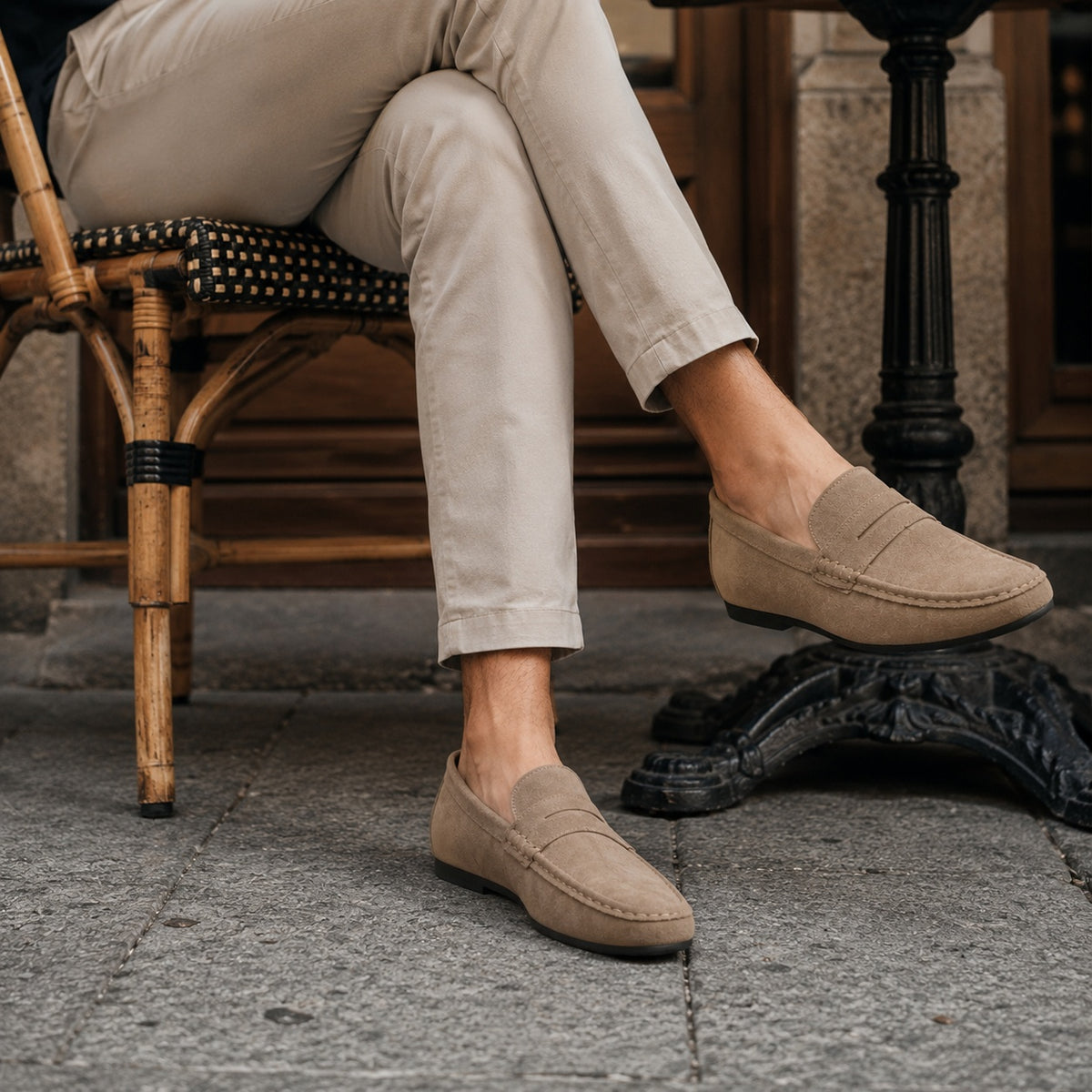 Noble Chaussure Mocassin Homme Daim Mocassin Beige Daim Homme